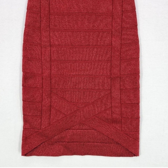 Elegant Red Shimmery Bodycon Dress - Picture 10 of 15